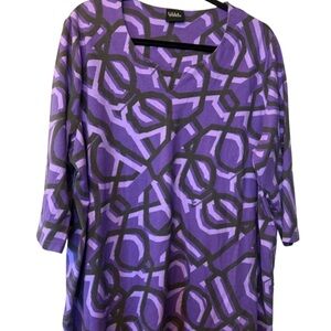 Talbots Purple Geometric V-Neck Tunic Top